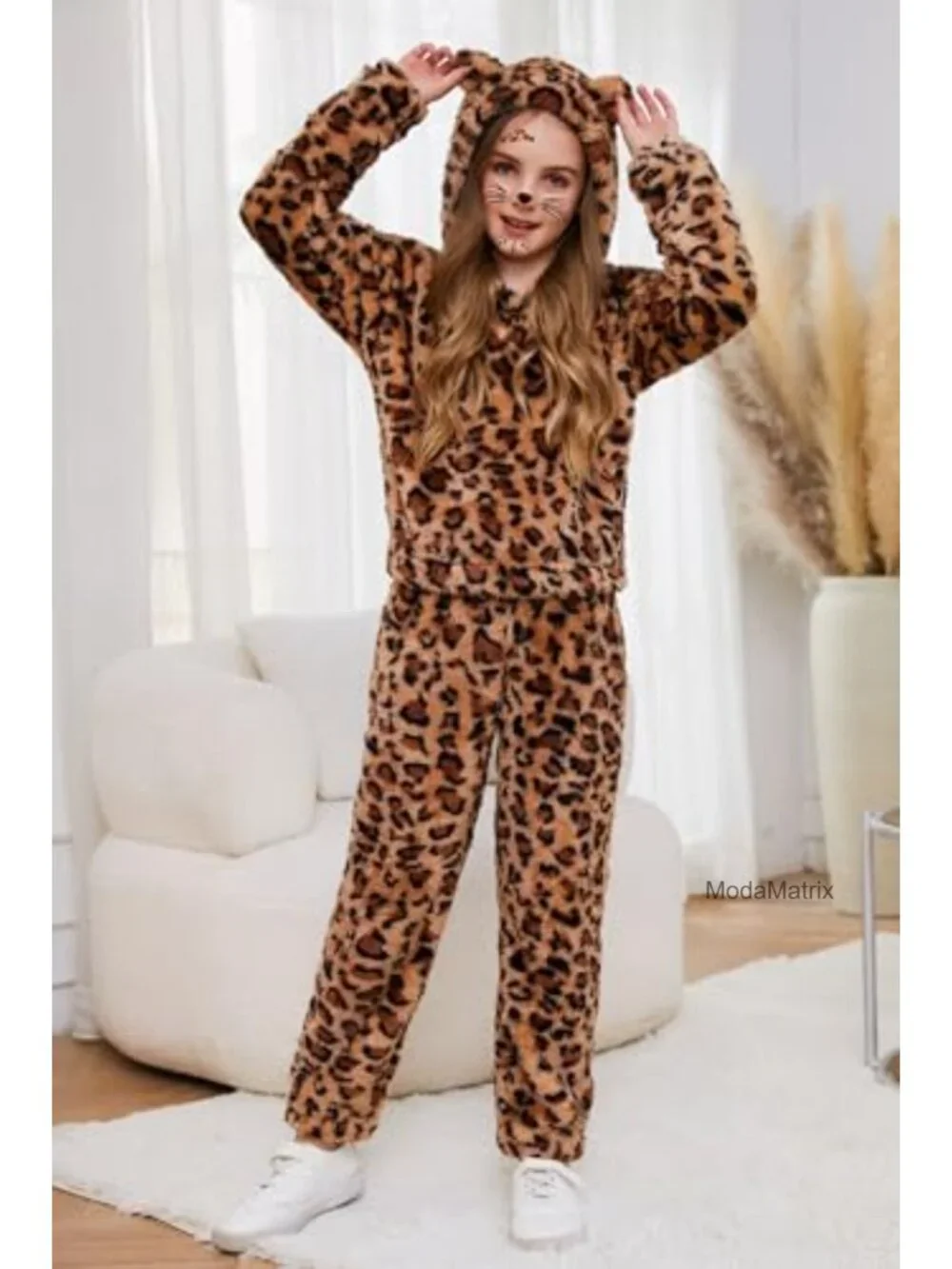 Girls 2 Piece Fuzzy Sweatsuit Set - Fleece Hoodie & Jogger Pants - Winter